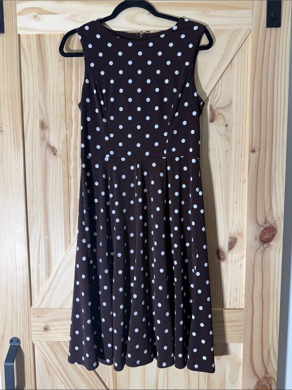 Christopher & Banks Brown Dress with White Polka Dots